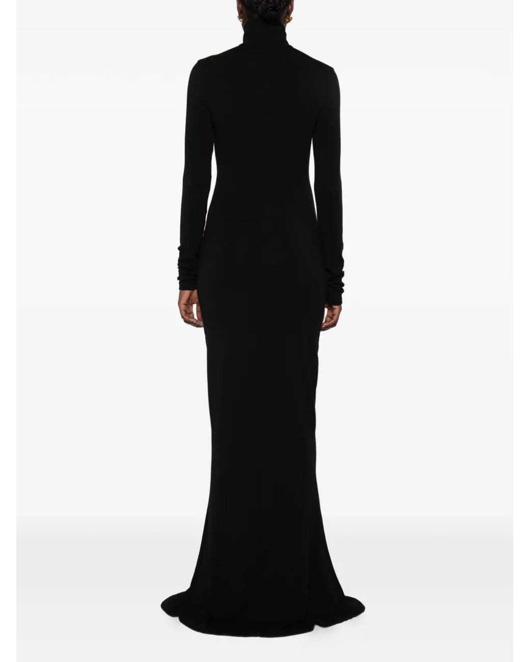 Mugler Black Zip-Up High-Neck Maxi Dress