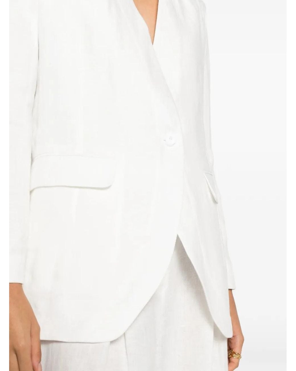 Tessitura White Shawl-Lapels Blazer
