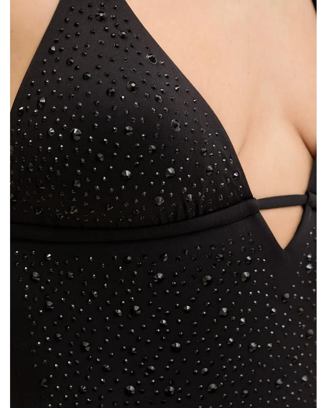 Guess Black Rhinestones One-Piece Swimsuit