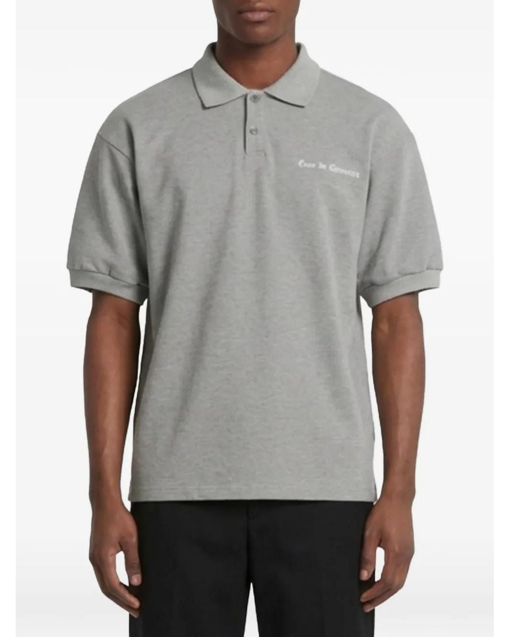 Willy Chavarria Gray Embroidered Oversize Polo Shirt for men