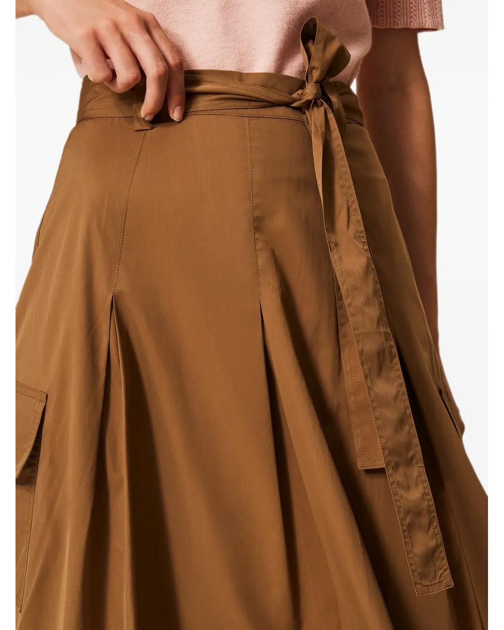 Twinset Brown Midi Skirt With Pocket