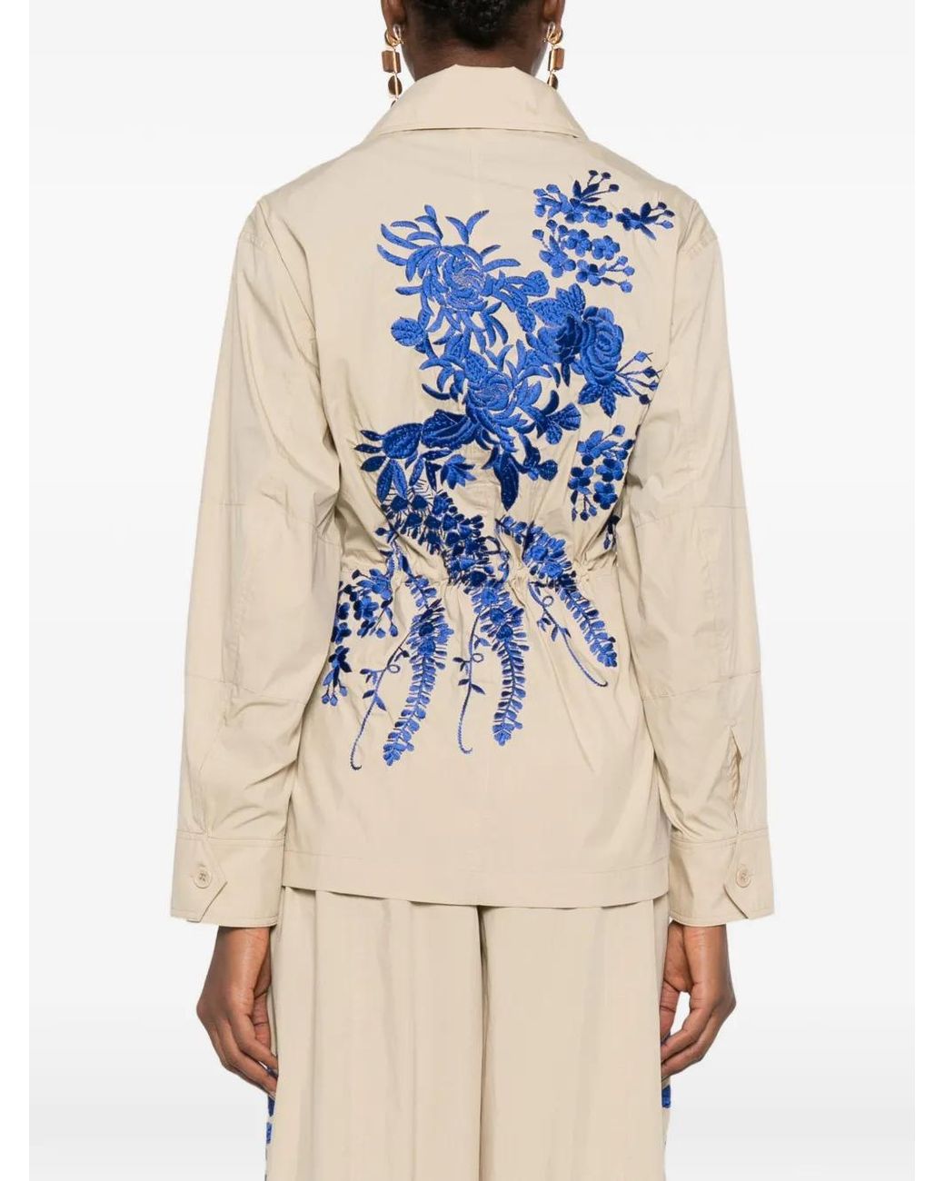 P.A.R.O.S.H. Natural Veste À Fleurs Brodées