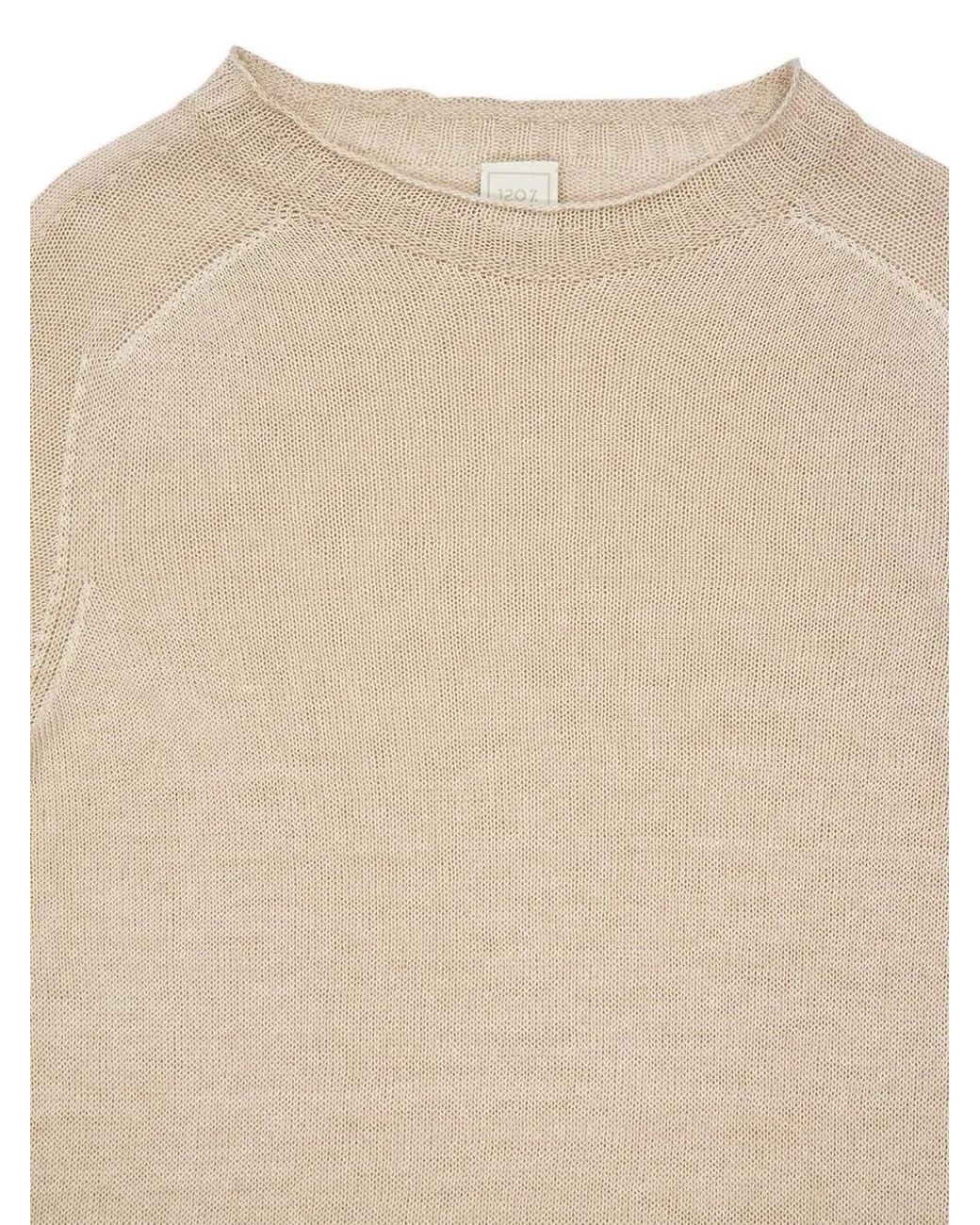 120% Lino Pullover Mit Raglanärmeln in Natural für Herren