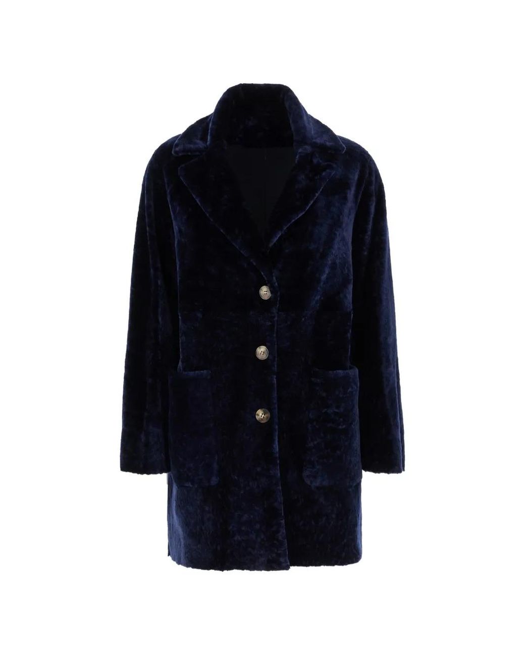 Aspesi Blue Long-Sleeve Buttoned Coat