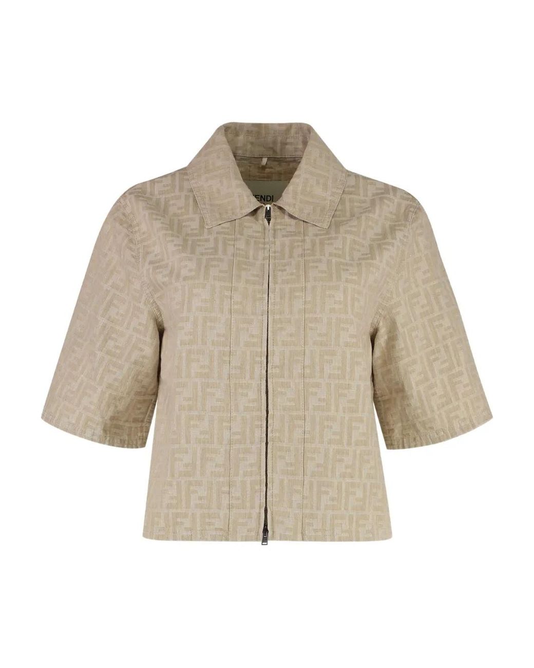 Chaqueta Con Cremallera Y Motivo Ff Fendi de color Natural