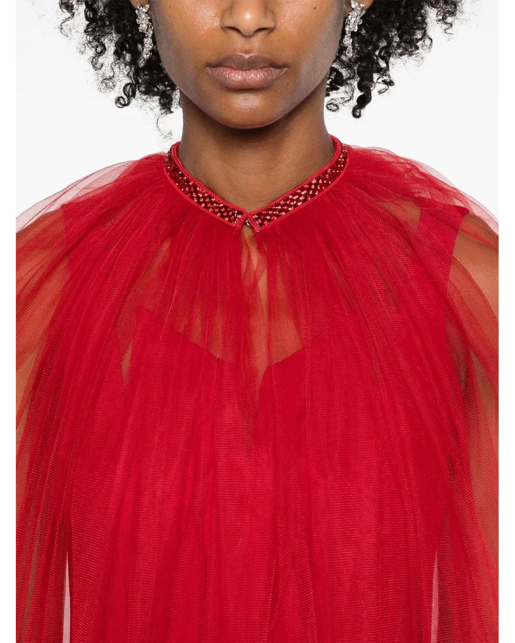 V:PM ATELIER Red Wanda Tulle Cape