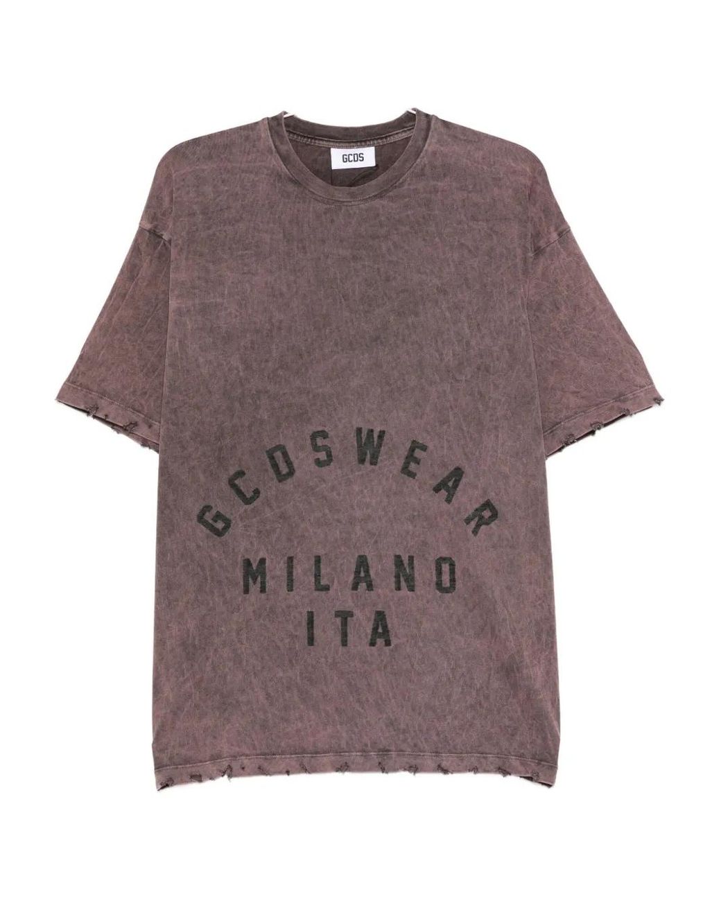 Gcds Purple Distressed-Effect Graphic-Print T-Shirt for men