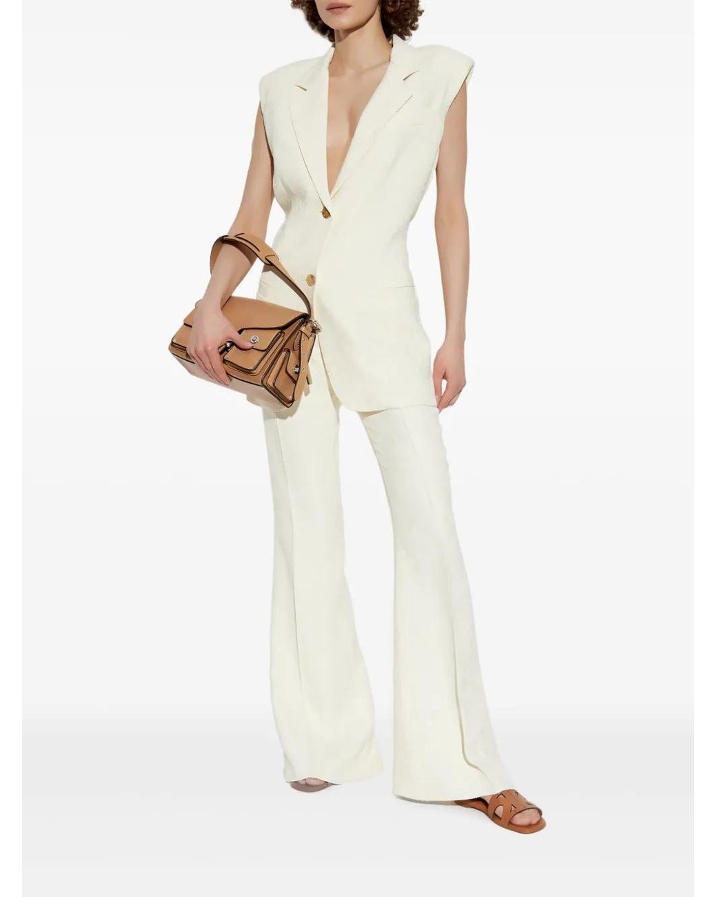 Etro White Flared Stretch-Cotton Trousers