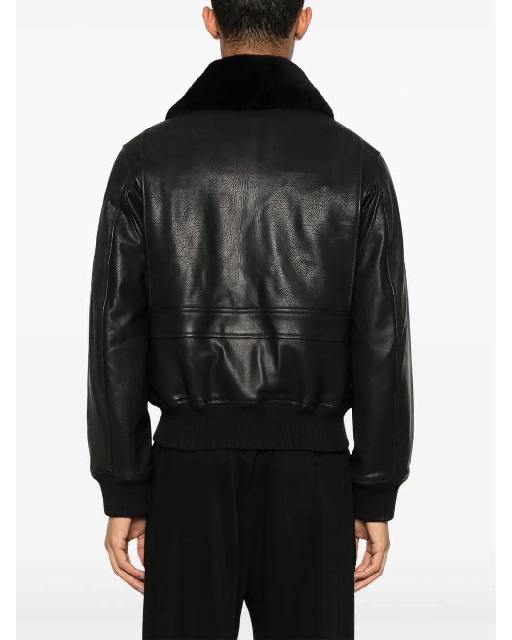 Fursac Black Zip-Up Leather Jacket for men