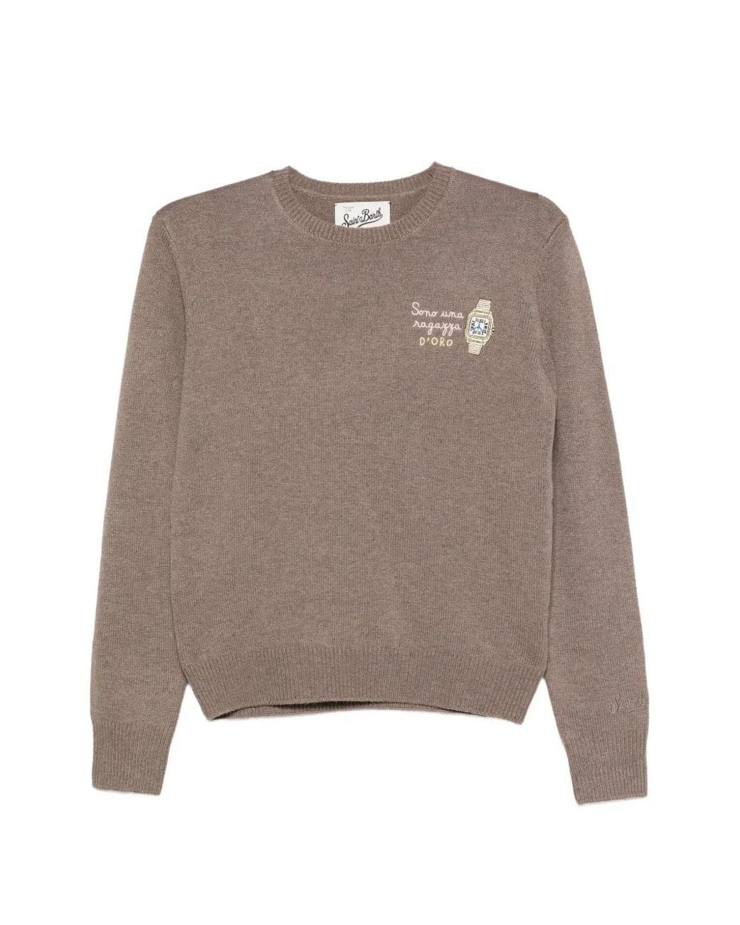 Mc2 Saint Barth Brown New Queen Embroidered Crew-Neck Sweater