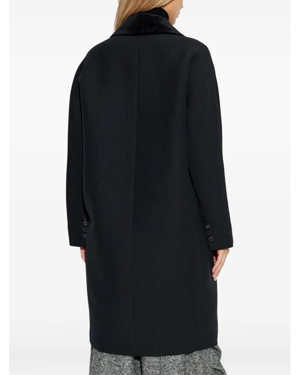 Max Mara Blue Mammola Velvet-Collar Coat