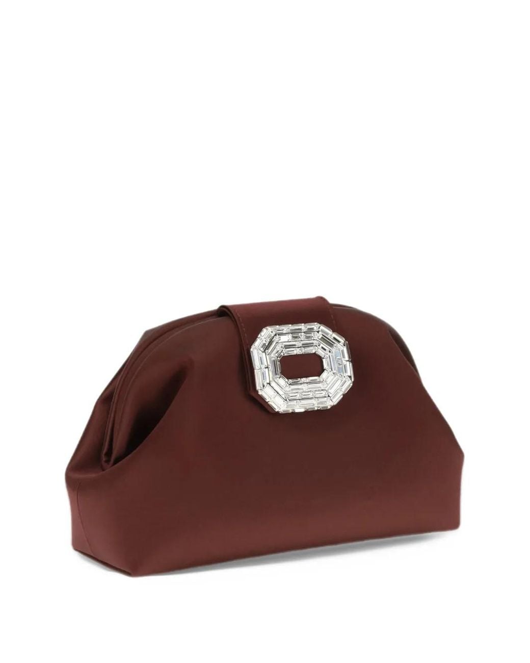 AMINA MUADDI Brown Camelia Crystal-Embellished Clutch Bag