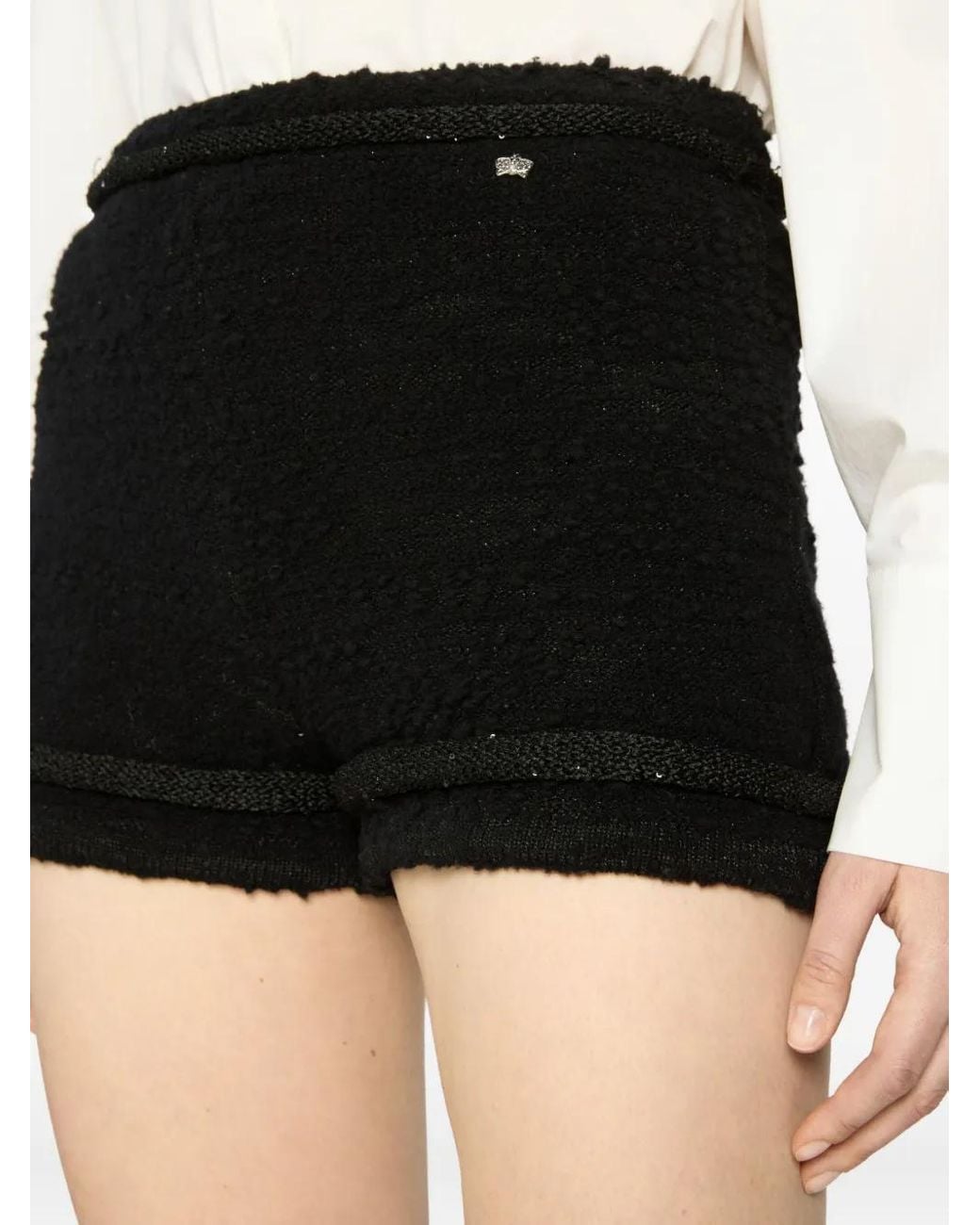 Genny Black Sequin-Embellished Tweed Shorts