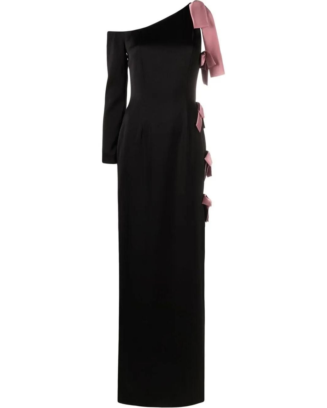 V:PM ATELIER Black Sadie Bow-Embellished Gown