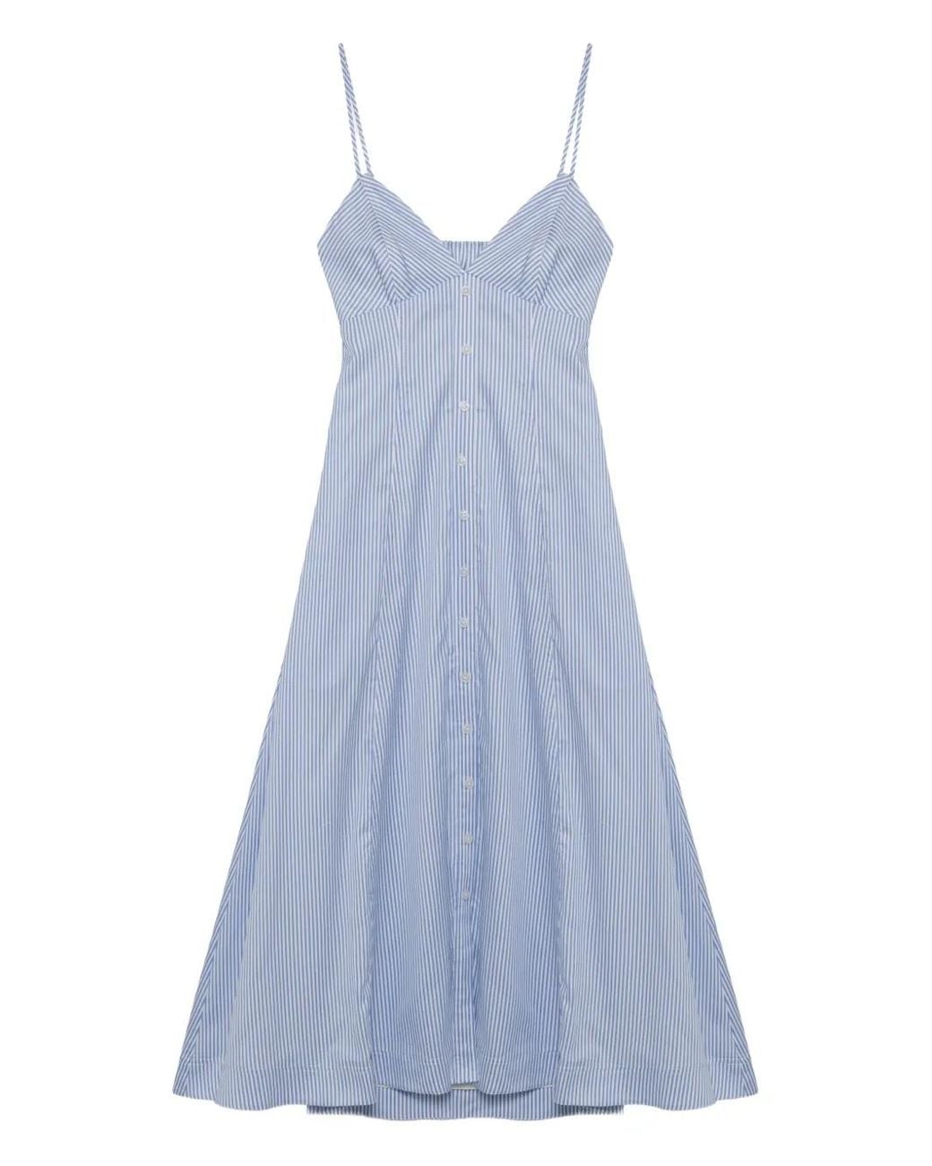 Jonathan Simkhai Blue Honor Button-Front Midi Dress