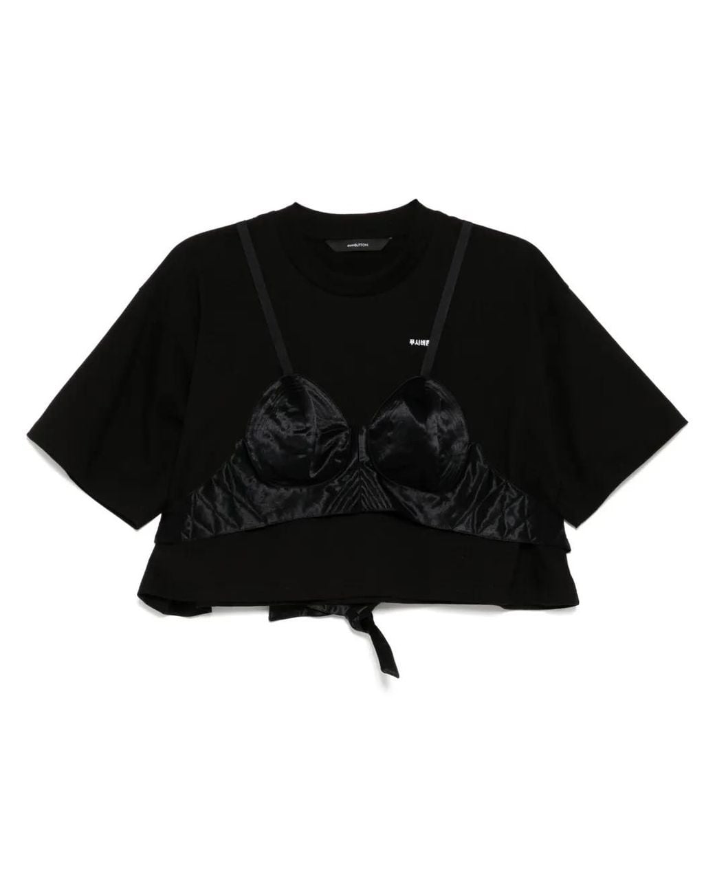 Pushbutton Black Bra Point Cropped Top
