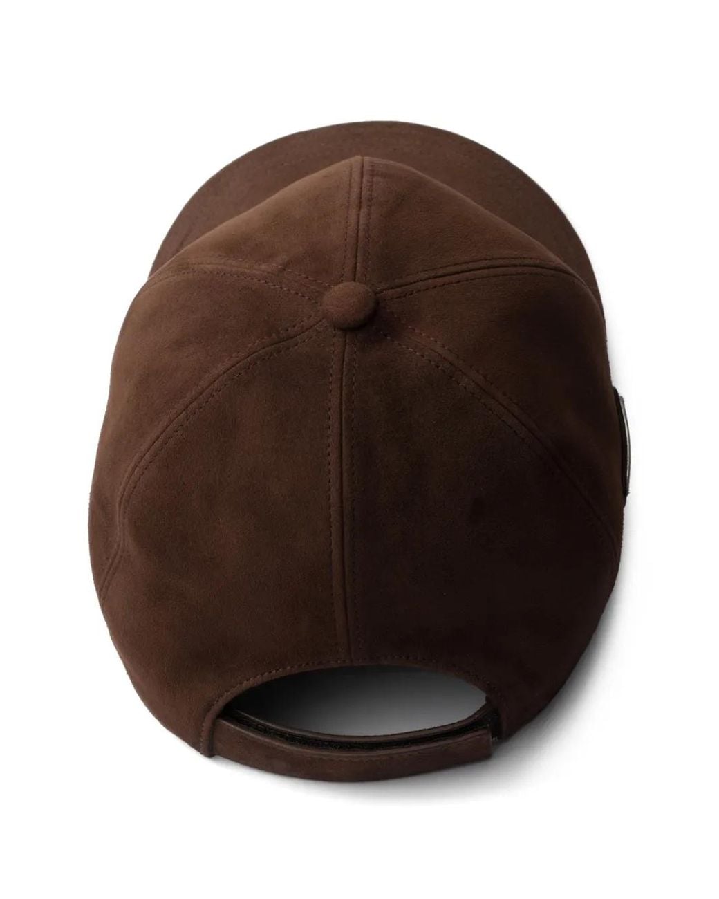 Prada Brown Triangle-Logo Suede Baseball Cap for men