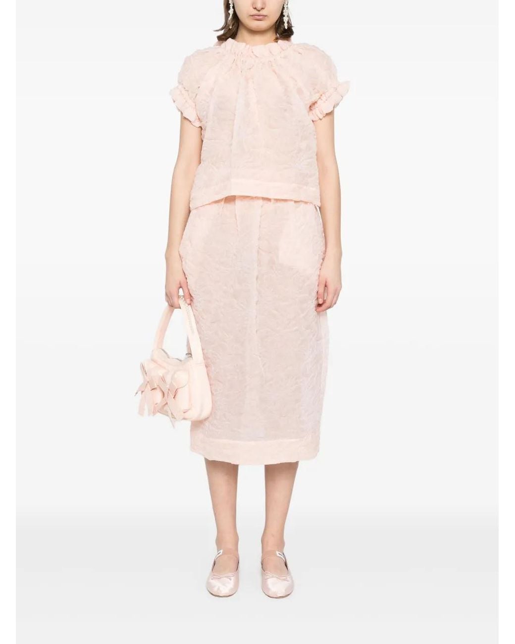 Simone Rocha Pink Jupe À Taille Volantée