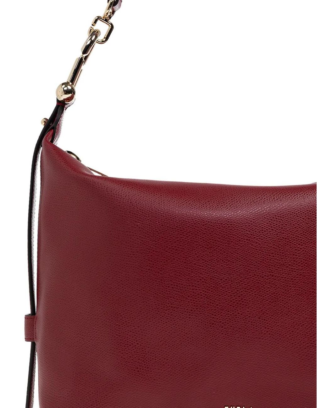 Furla Red Chain-Detail Leather Shoulder Bag