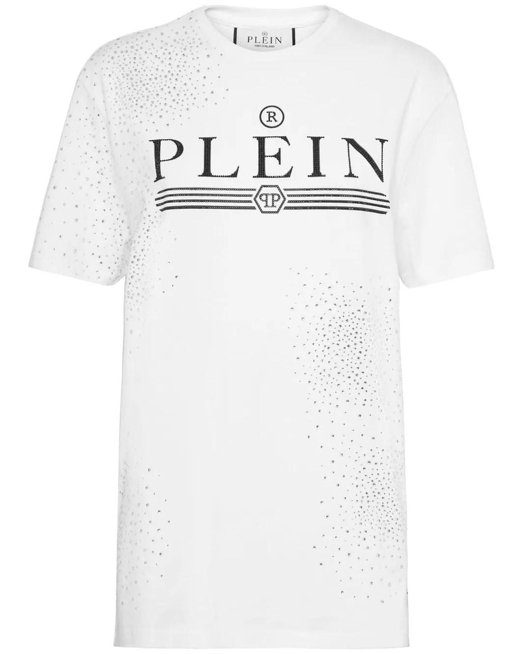 Philipp Plein White Crystal-Embellished Cotton T-Shirt