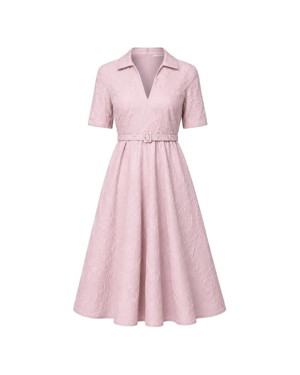 Add Pink Robe Mi-Longue Ceinturée En Jacquard