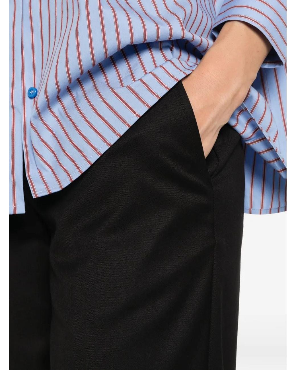 MARSĒM Black Pressed-Crease Wide-Leg Trousers