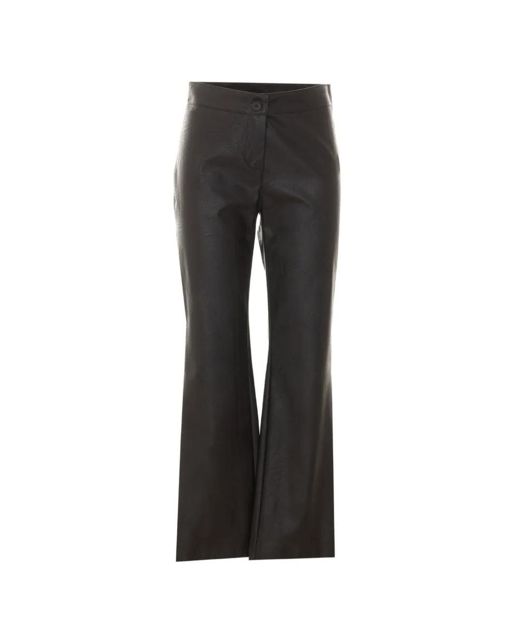 RUE DU BAC Black Leather-Effect Flared Trousers