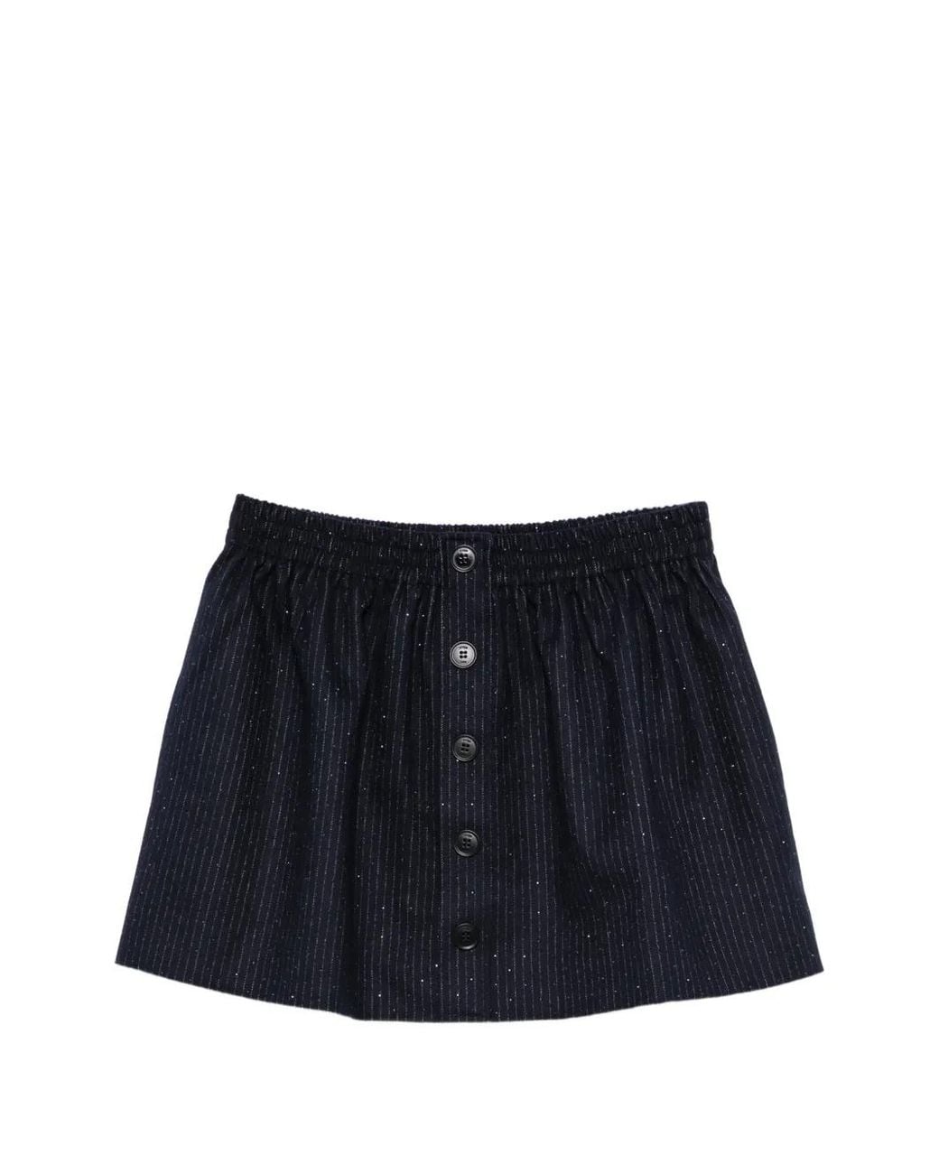 Maje Blue Striped Button-Front Mini Skirt