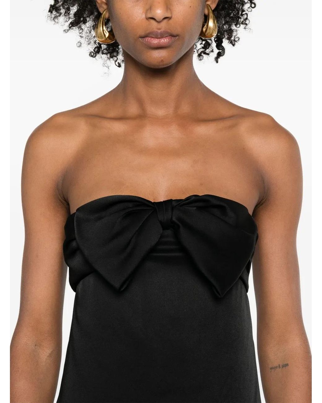 Saint Laurent Black Mini Dress With Bow