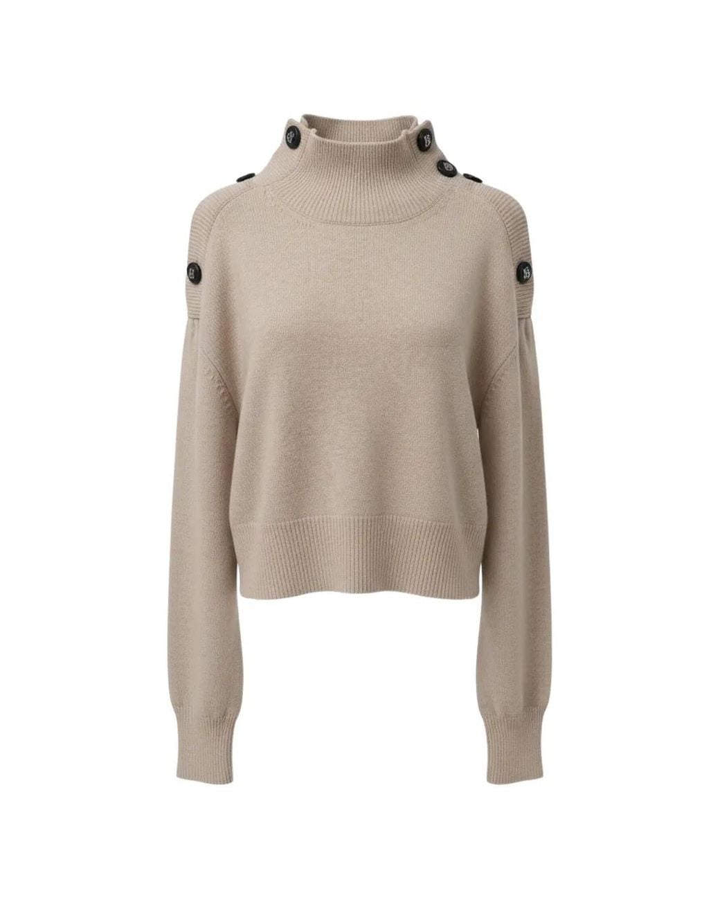 John Richmond Natural Button-Embellished High-Neck Sweater