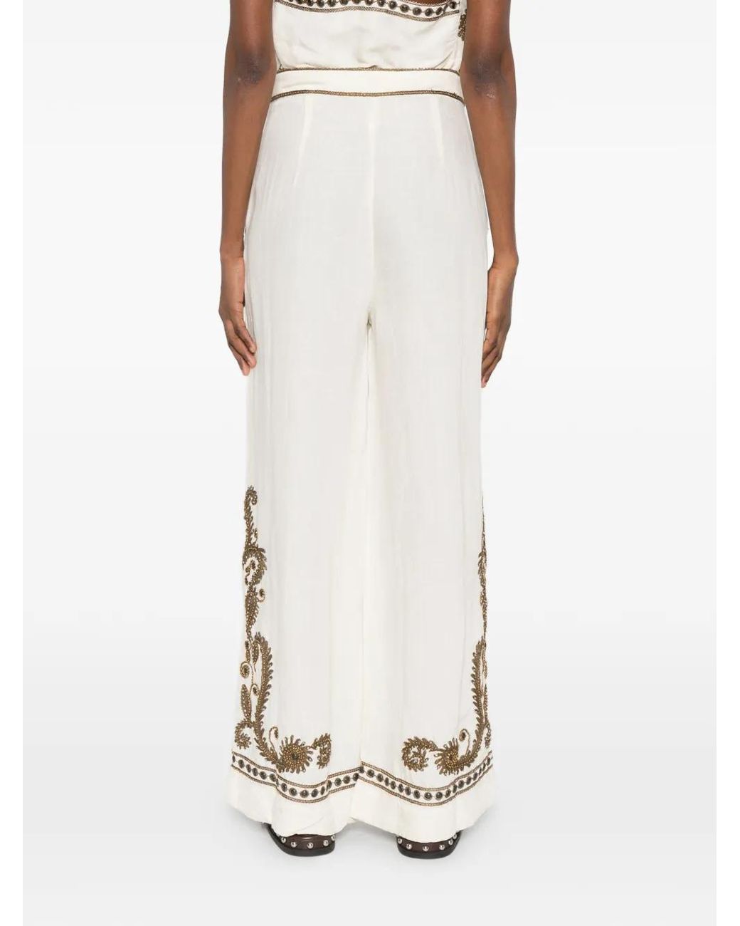 Scarlett Poppies White Taylen Beaded-Embellished Trousers