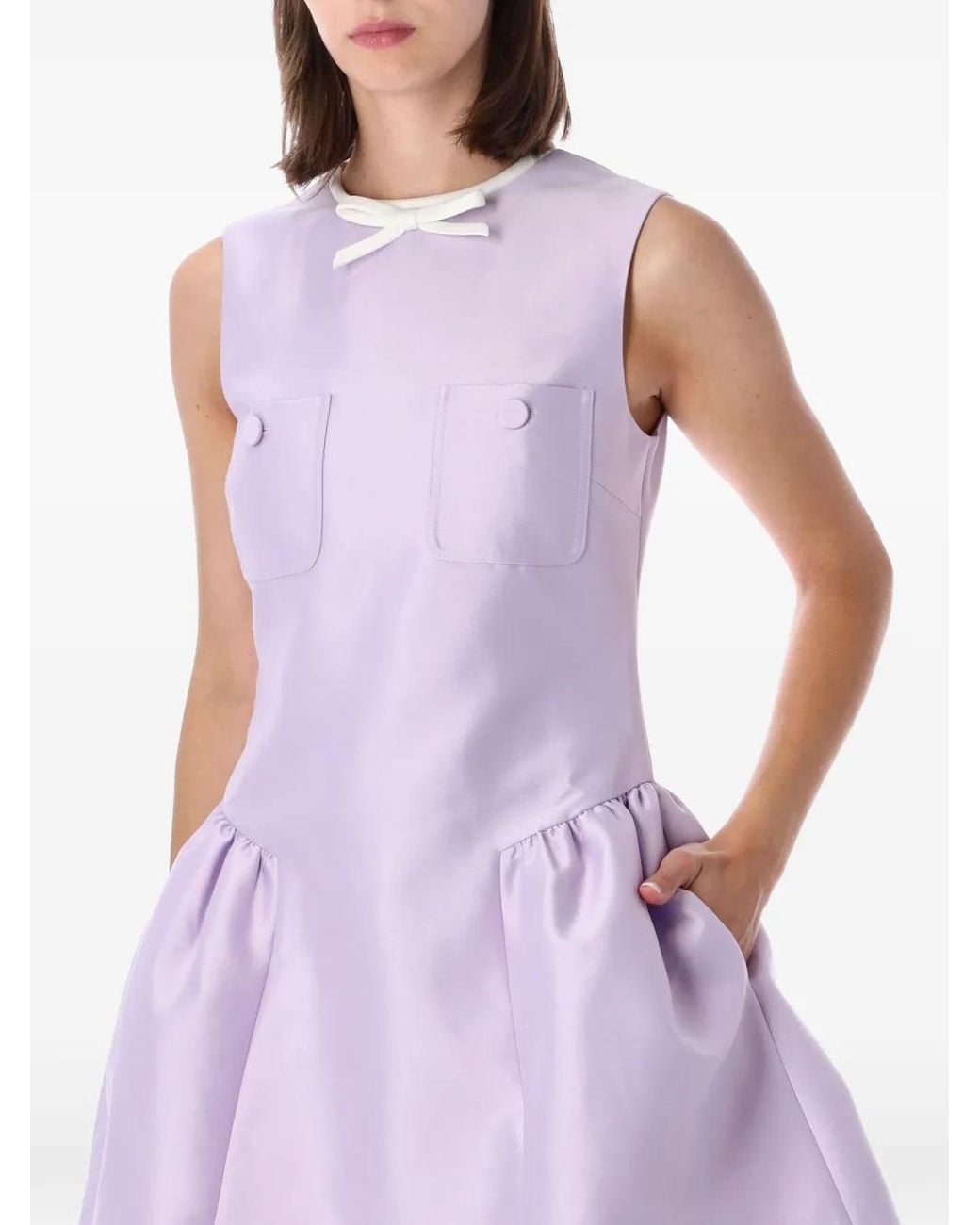 Self-Portrait Purple Bow-Detail Mini Dress