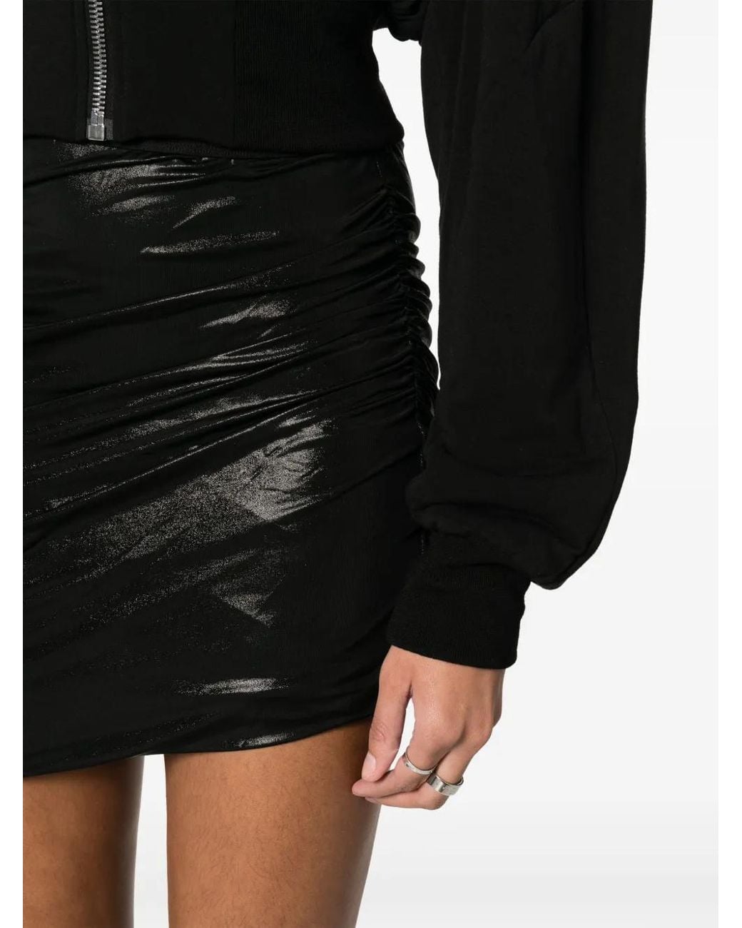 Rick Owens Black Jade High-Shine Draped Miniskirt