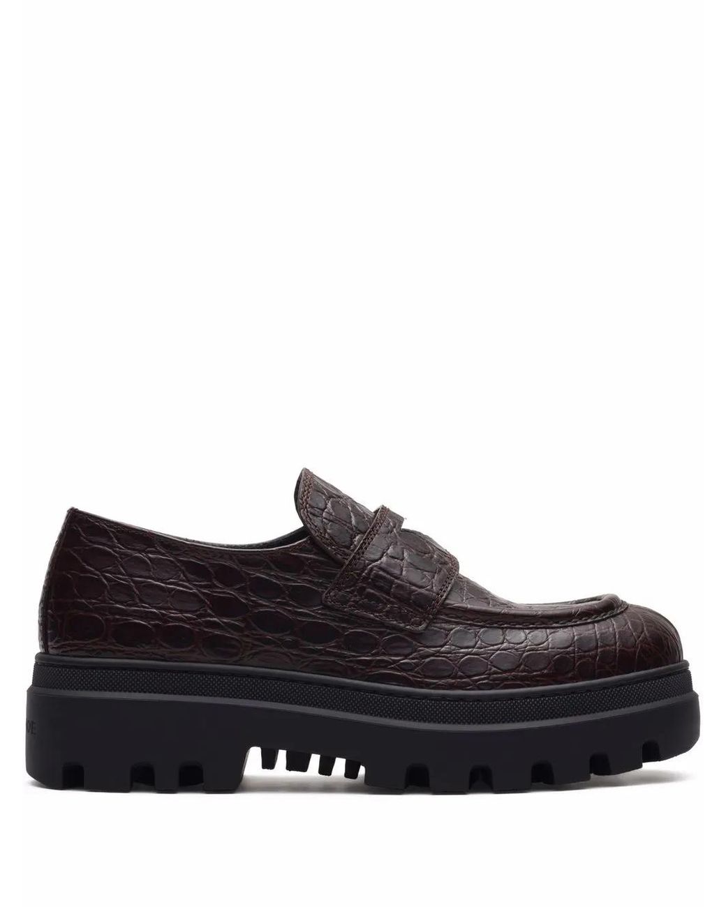 Car Shoe Black Crocodile Effect Moccasins