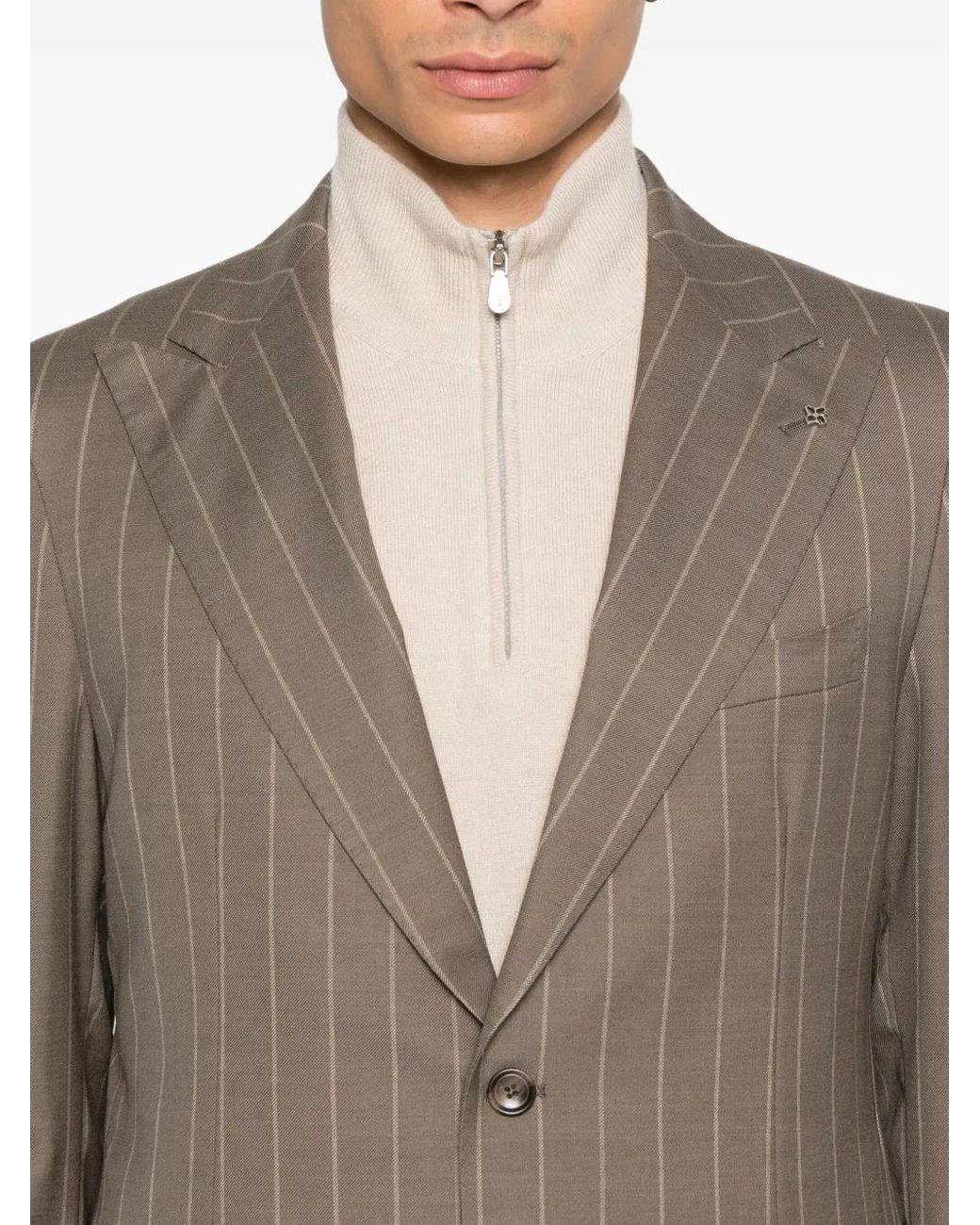 Tagliatore Brown Pinstripe-Print Suit for men