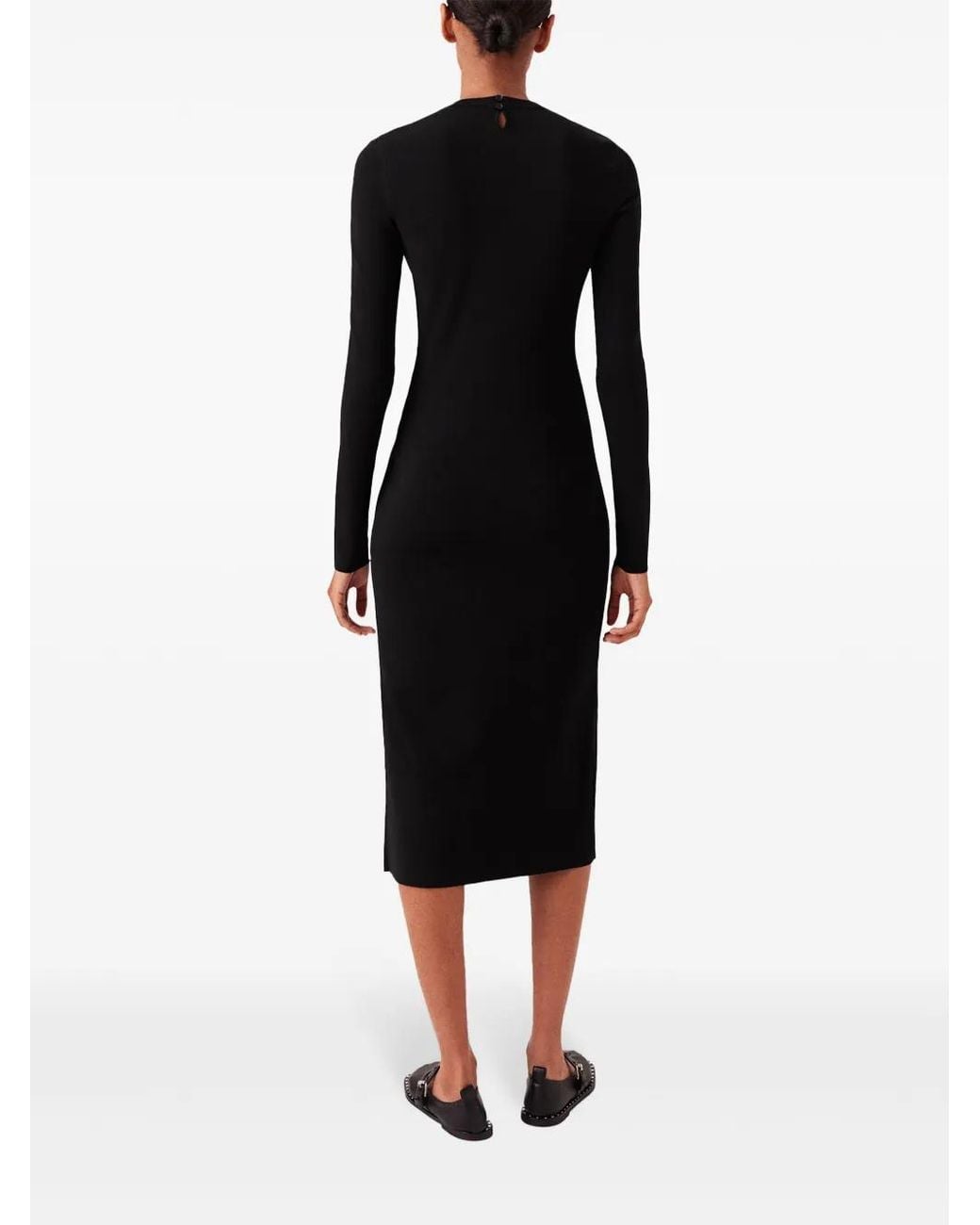 Stella McCartney Black Long-Sleeve Leg-Slit Dress