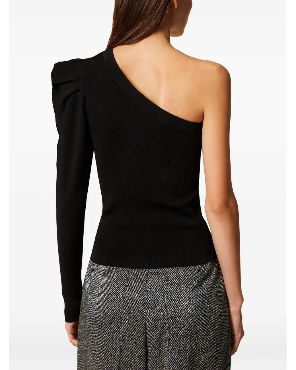 Twinset Black One-Shoulder Draping Top