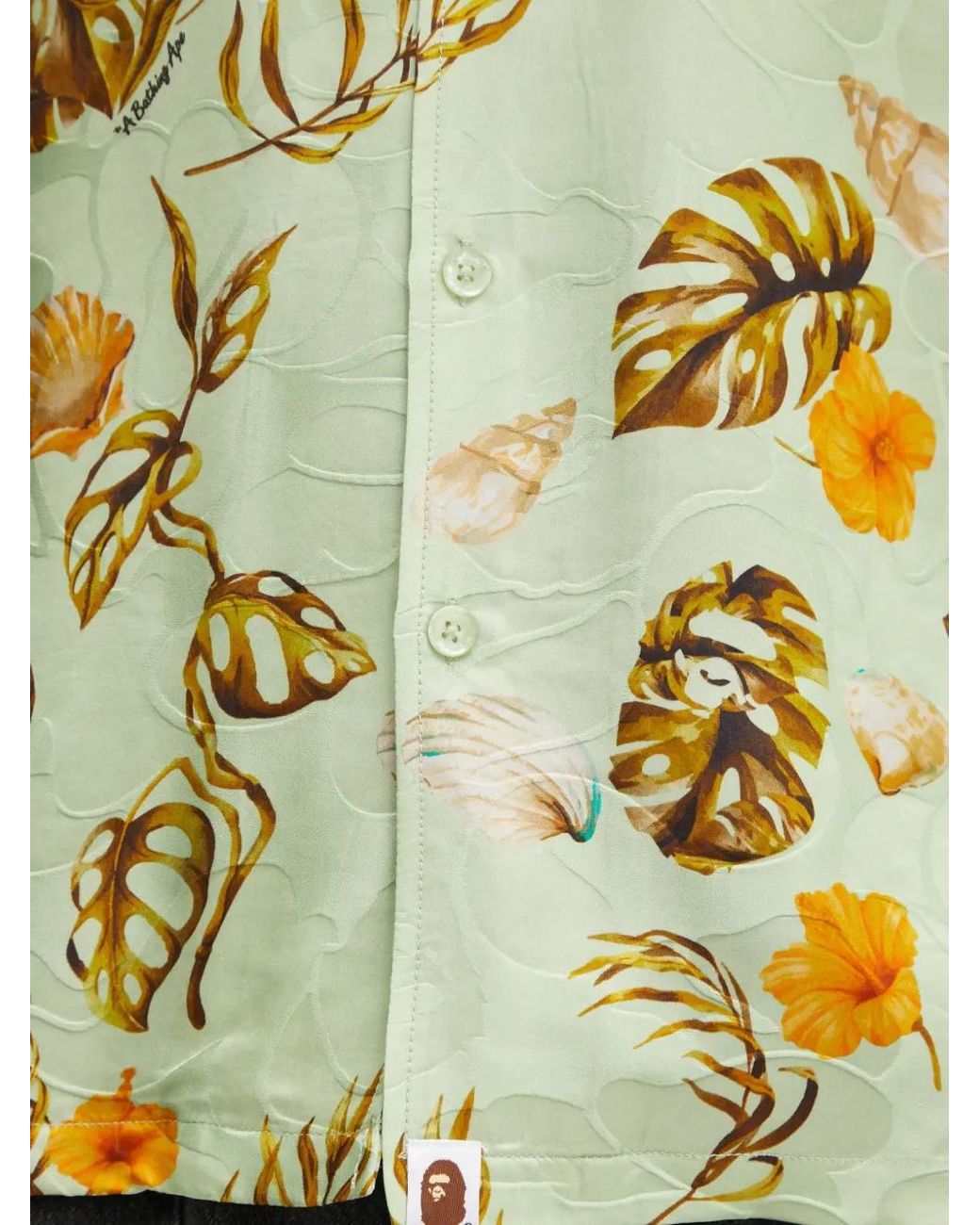 A Bathing Ape Green Floral Short-Sleeve Shirt for men