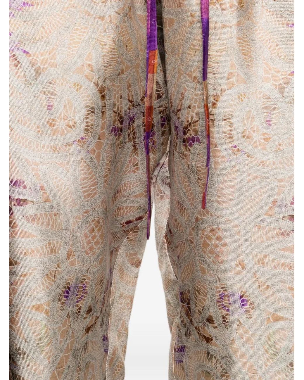 Pierre Louis Mascia Pink Floral-Print Cropped Trousers