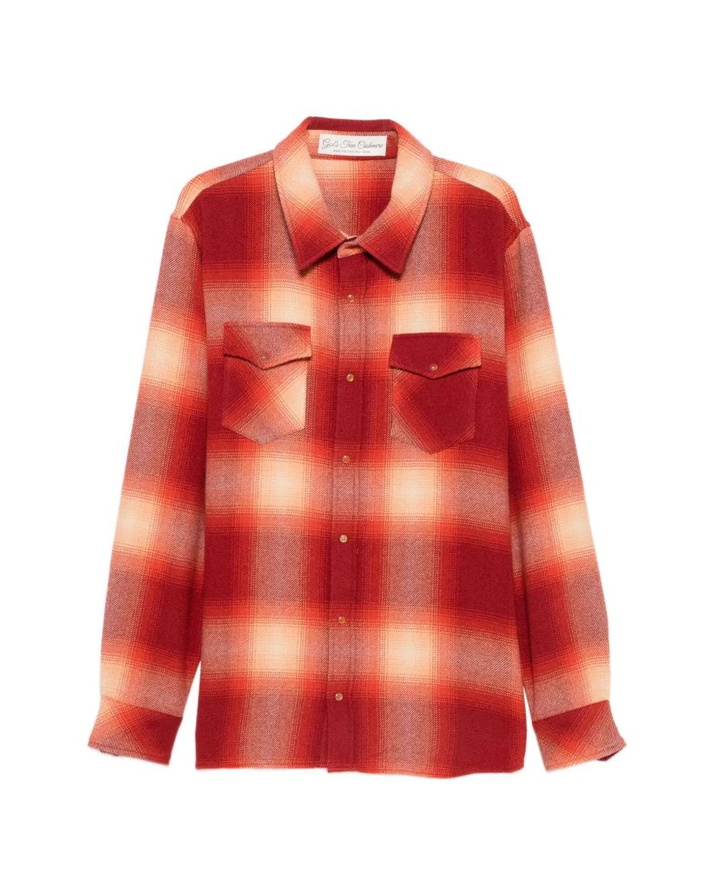 God's True Cashmere Red Shadow Plaid Cashmere Shirt for men
