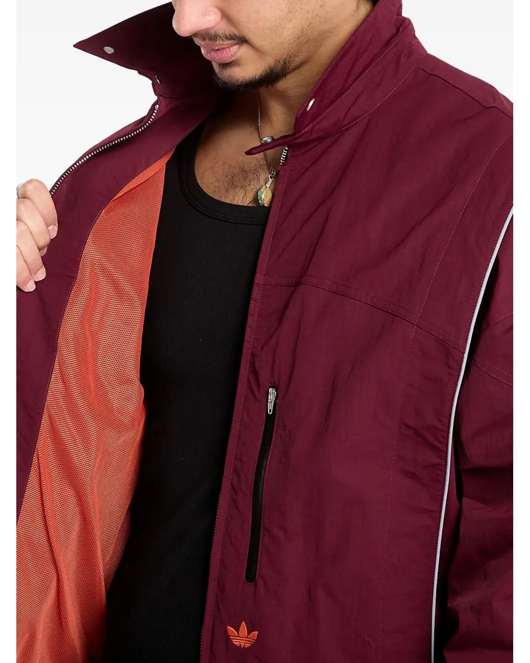 Adidas Red Venice Wind Three-Stripe Jacket