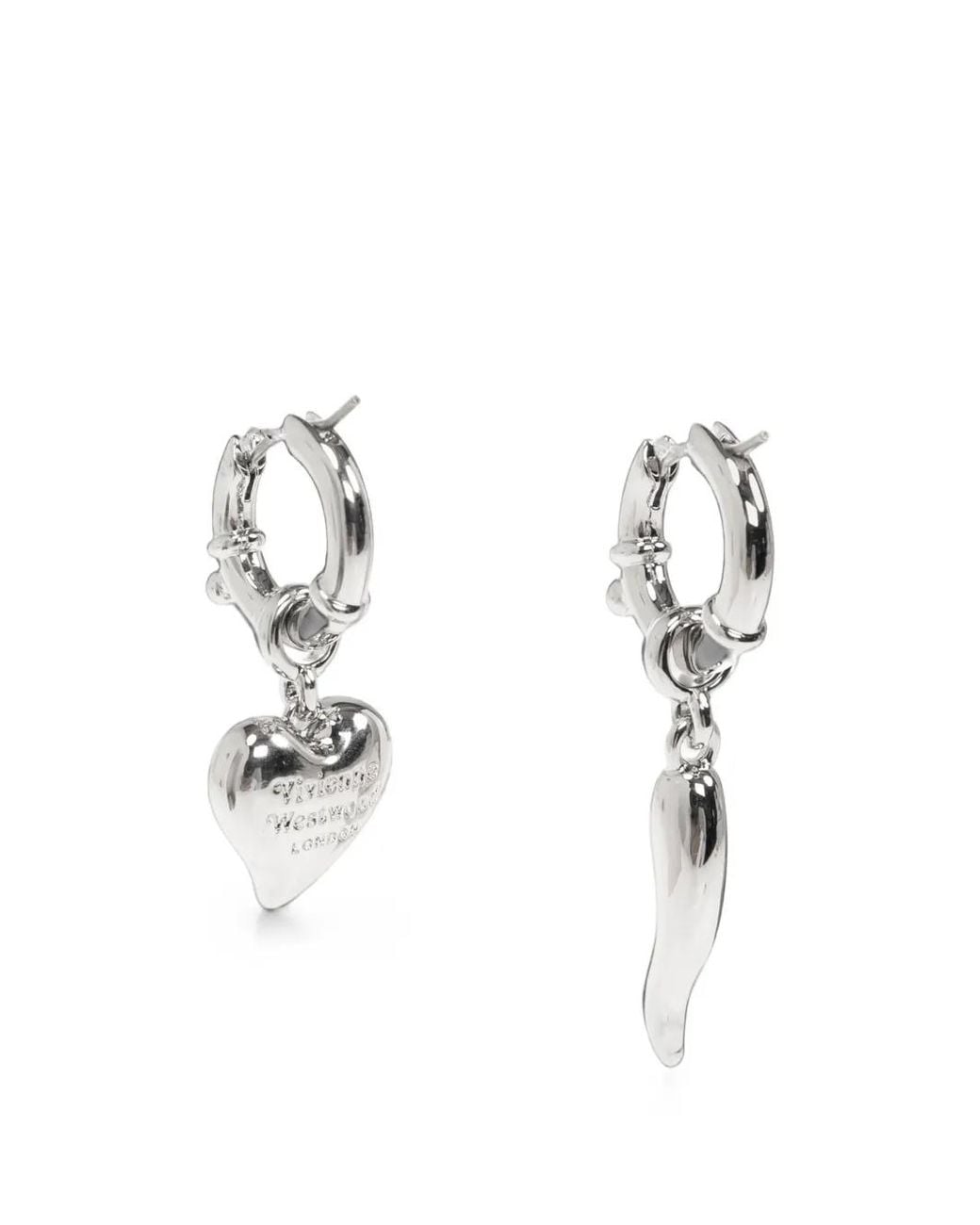 Vivienne Westwood White Della Mismatched Hoop Earrings