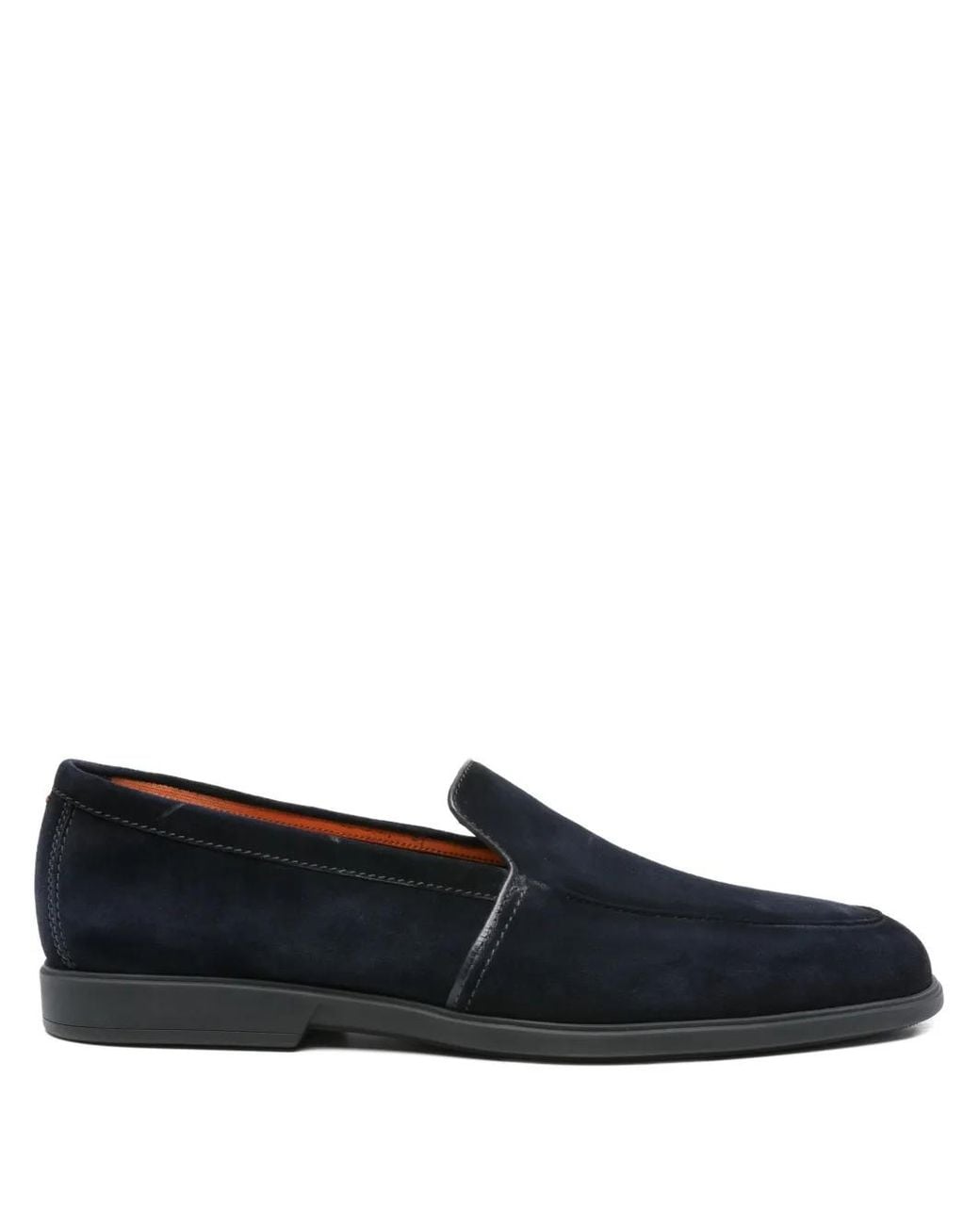 Santoni Blue Suede Loafers for men