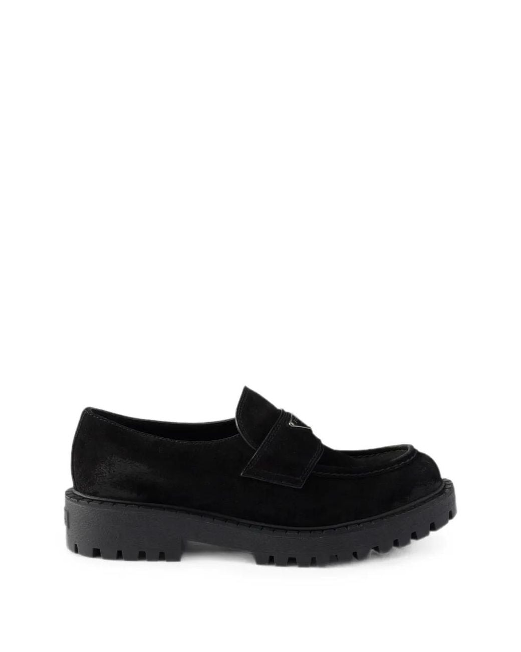 Prada Black Mocassins En Daim Vieilli for men