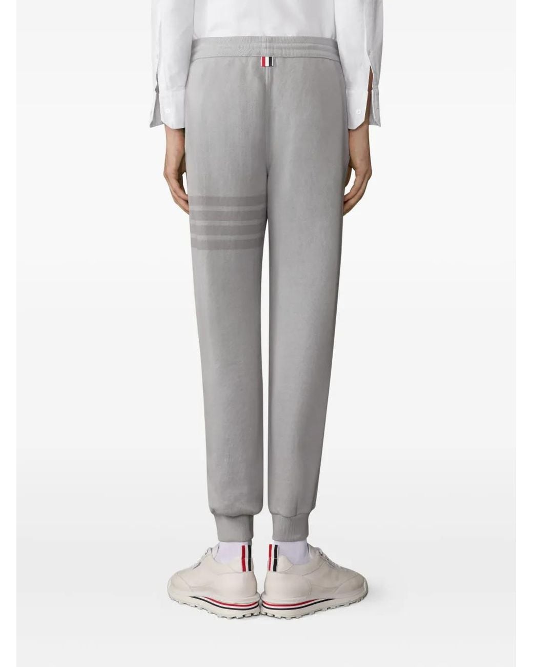 Thom Browne Gray Solid Loopback Overdyed 4-Bar Sweatpants for men