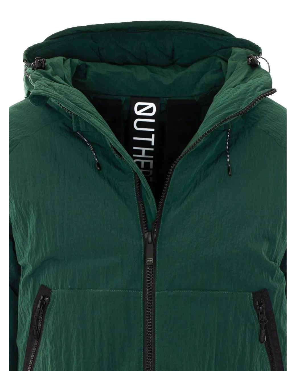 OUTHERE Green Logo-Patch Hooded Jacket for men
