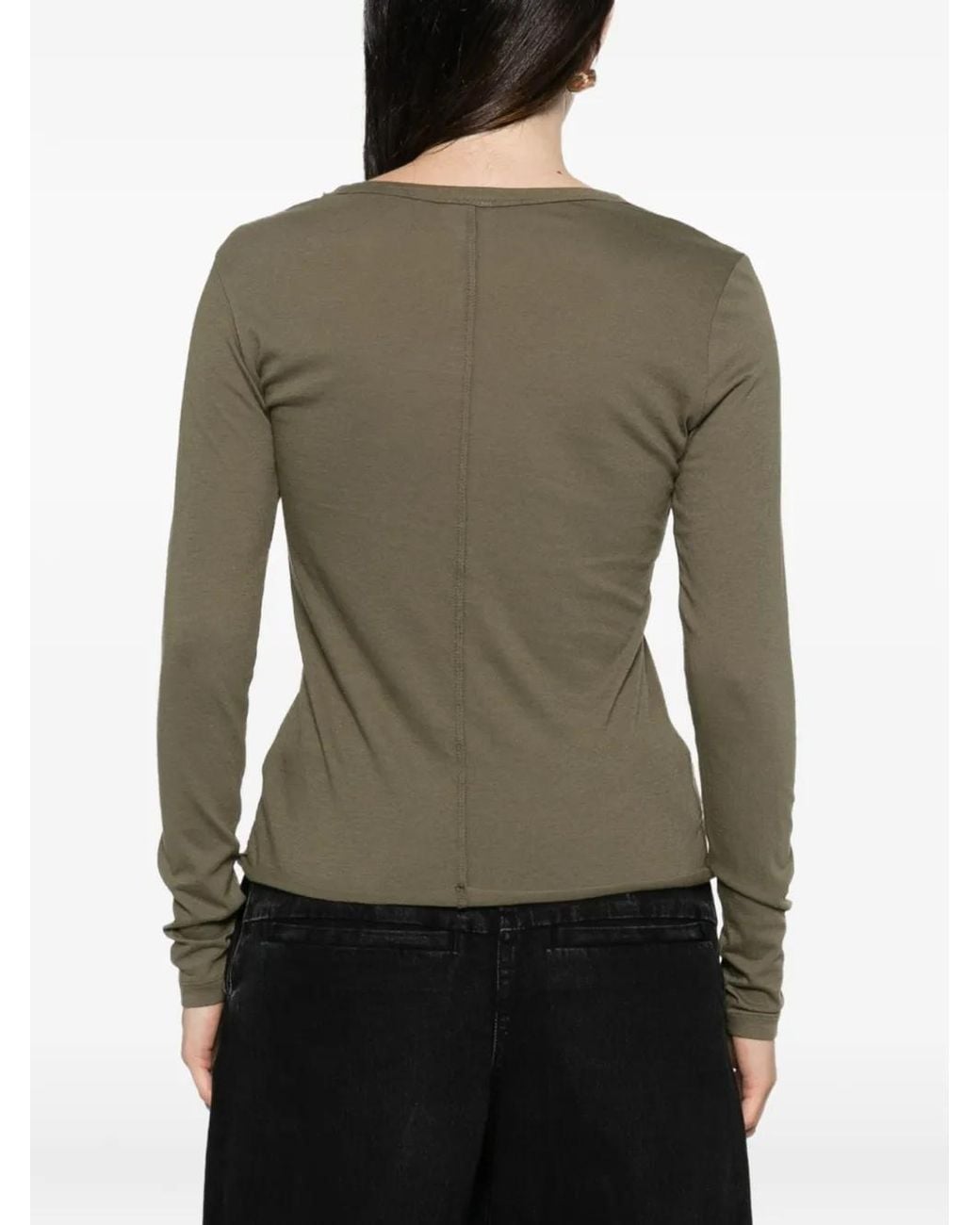 Bobi Green V-Neck Long-Sleeved T-Shirt