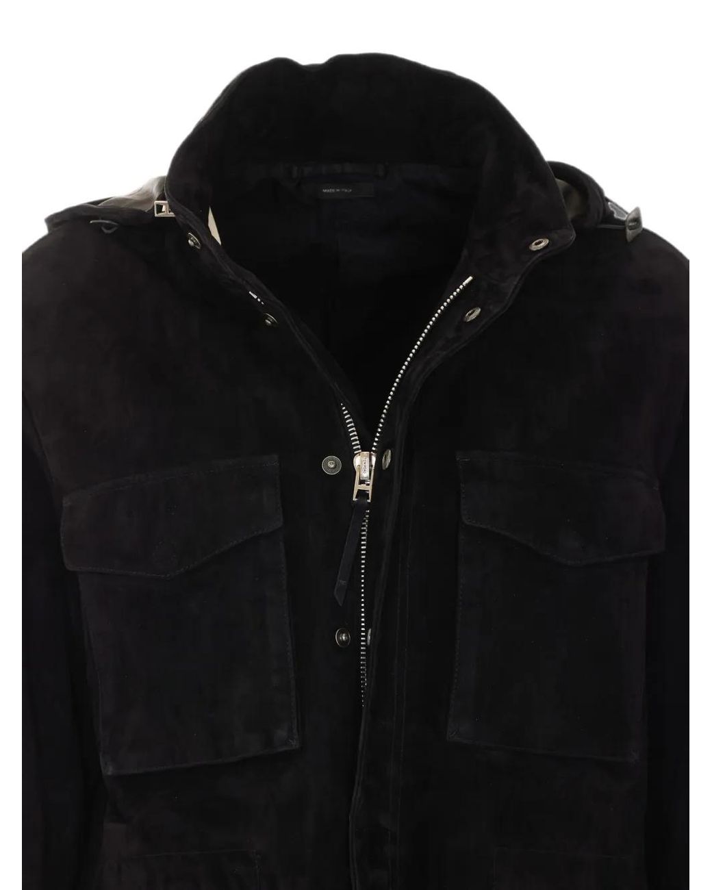 Tom Ford Black Hooded Suede Jacket for men