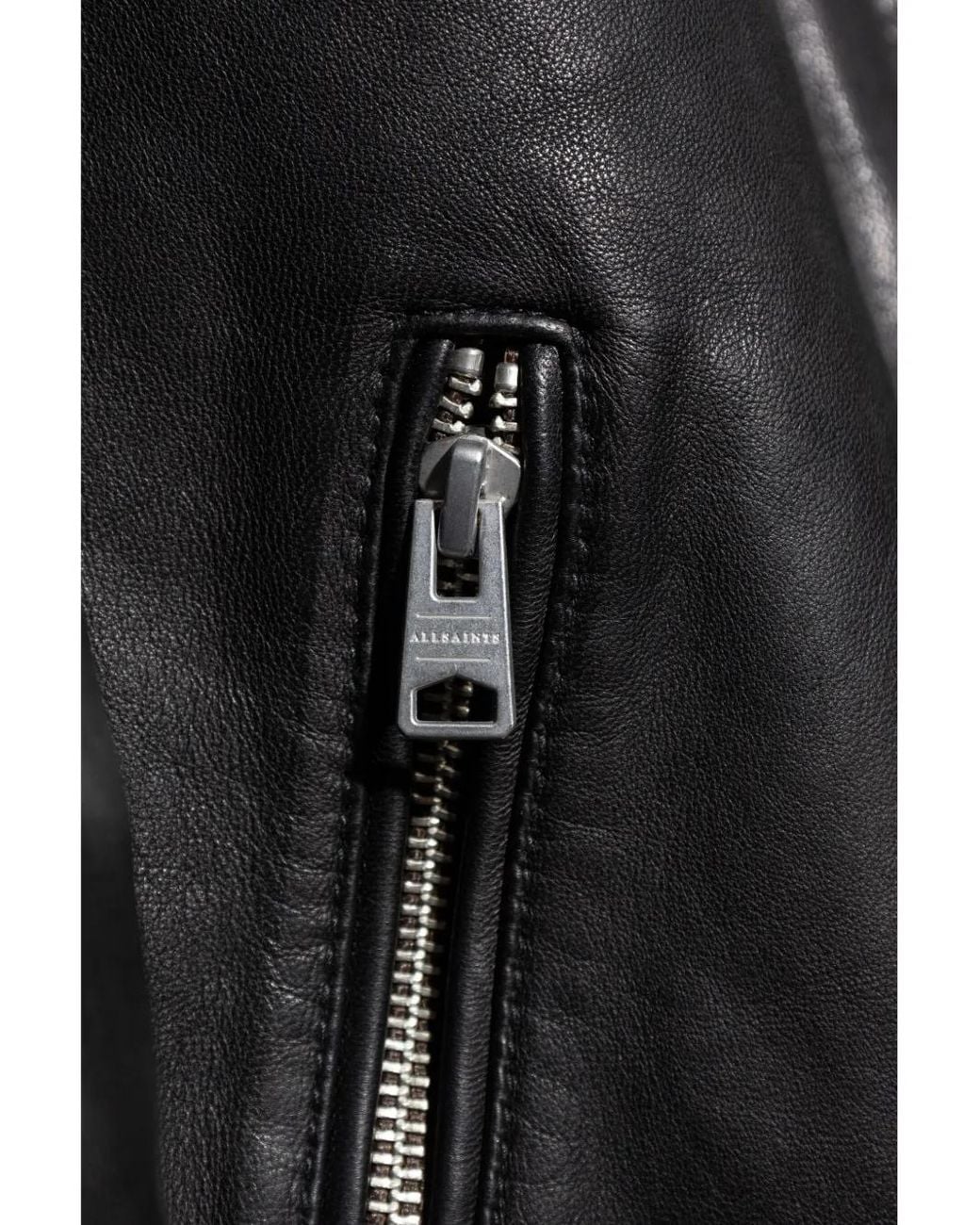 AllSaints Black Sheepskin Leather Biker Jacket for men