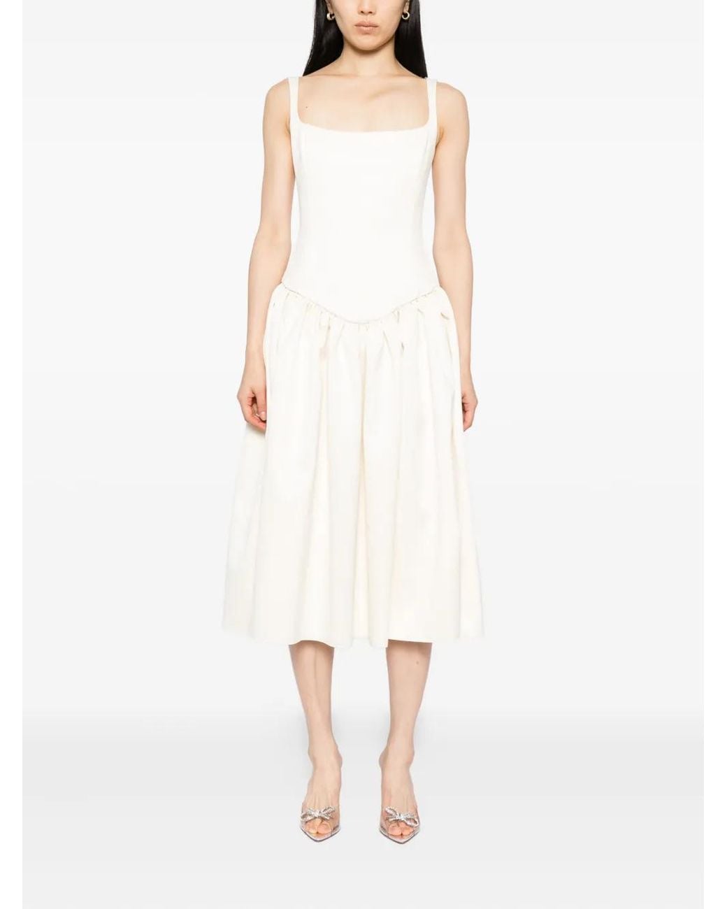 De La Vali White Lola Midi Dress